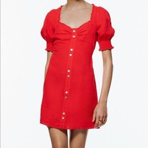 Zara red midi dress with buttons
